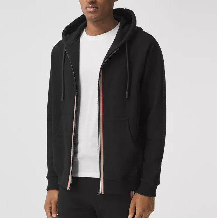 Icon Stripe Detail Cotton Hooded Top