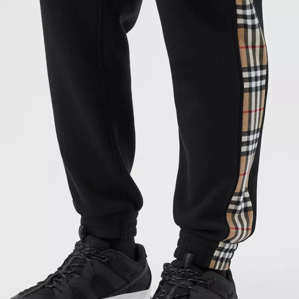 Vintage Check Panel Cotton Jogging Pants