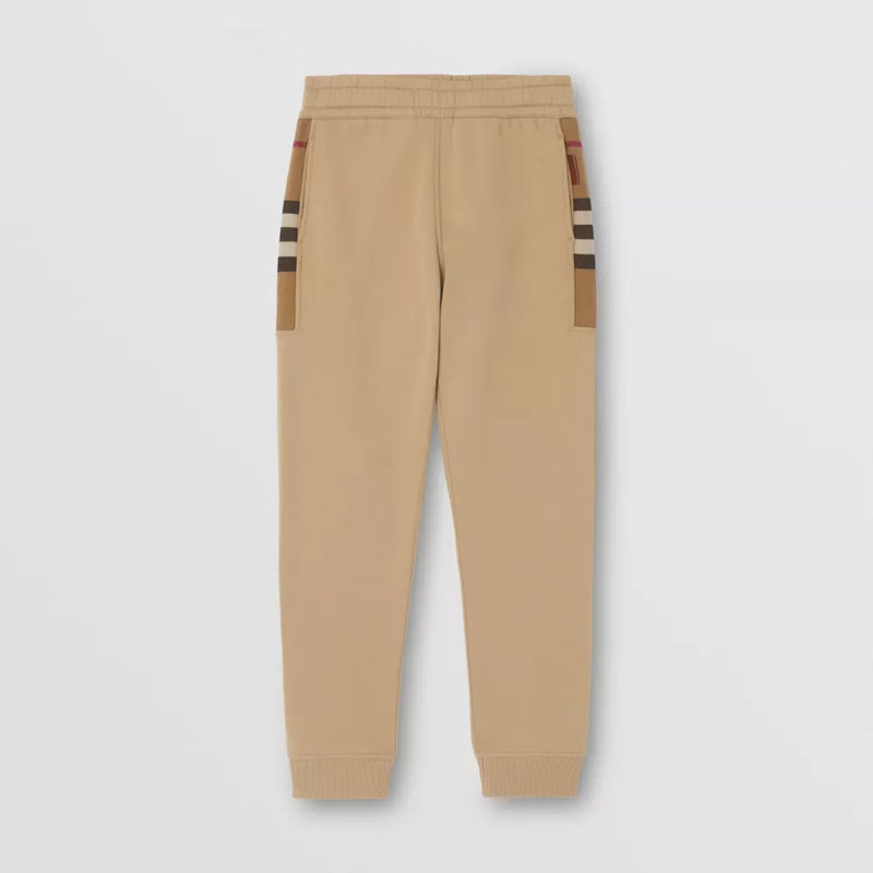 Check Panel Cotton Jogging Pants