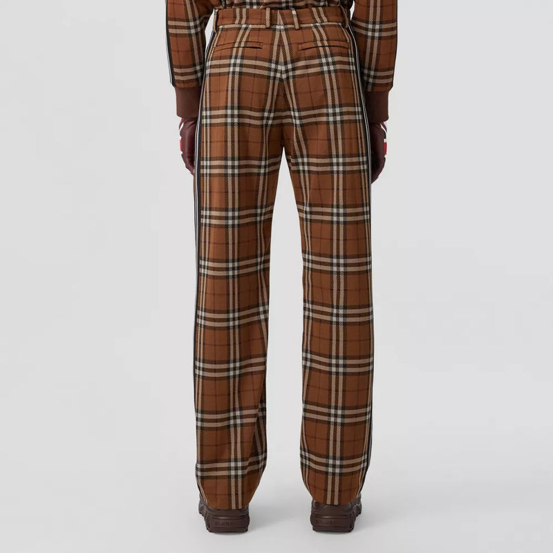 Side Stripe Check Jacquard Wide-leg Trousers