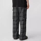 Reflective Check Cotton Blend Cargo Trousers