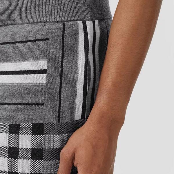 Check and Stripe Wool Blend Jacquard Shorts