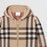 Check Wool Cashmere Jacquard Hooded Top
