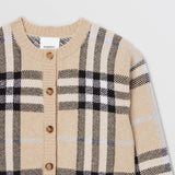 Check Wool Cashmere Blend Jacquard Cardigan