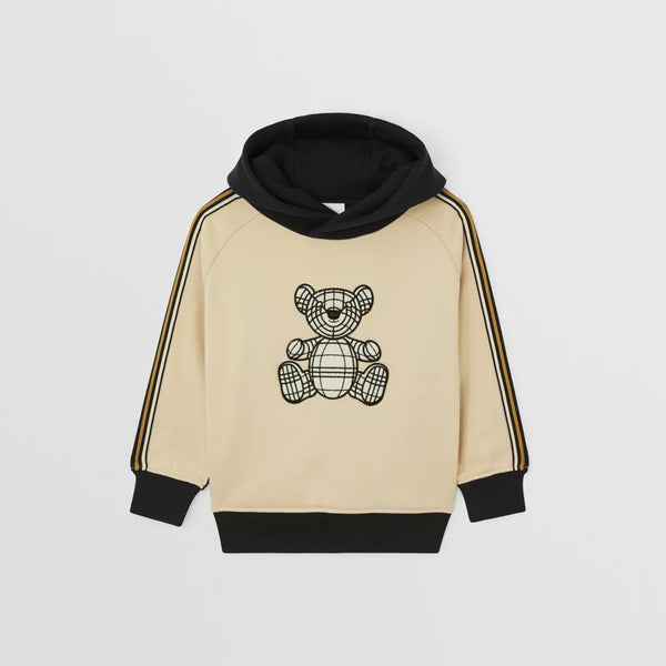 Thomas Bear Applique Two-tone Cotton Hoodie