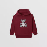 Thomas Bear Applique Two-tone Cotton Hoodie