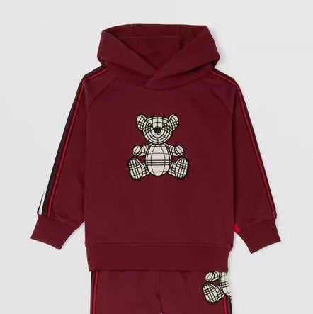 Thomas Bear Applique Two-tone Cotton Hoodie