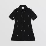 Embroidered Thomas Bear Cotton Blend Shirt Dress