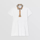 Vintage Check Trim Cotton Pique Polo Shirt Dress