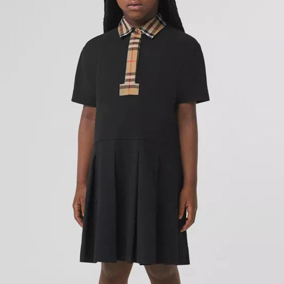 Vintage Check Trim Cotton Piqué Polo Shirt Dress Burberry Vintage