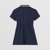Icon Stripe Detail Cotton Pique Polo Shirt Dress