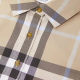 Check Stretch Cotton Tie-waist Shirt Dress