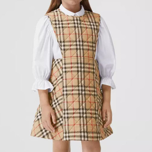 Vintage Check Diamond Quilted Pinafore Dress