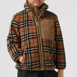 Vintage Check Fleece Funnel Neck Jacket