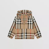 Contrast Check Cotton Hooded Jacket