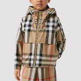 Contrast Check Cotton Hooded Jacket
