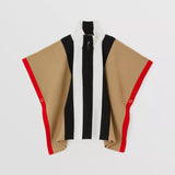 Striped Wool Zip-front Cape