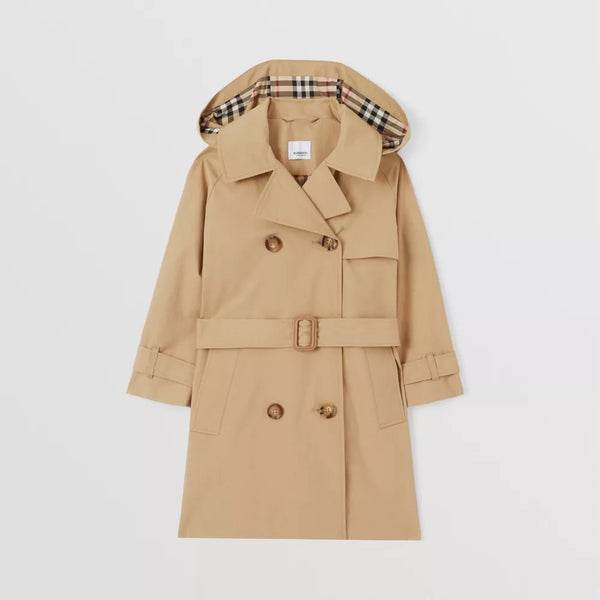 Detachable Hood Pleated Cotton Trench Coat