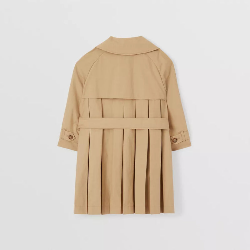 Detachable Hood Pleated Cotton Trench Coat