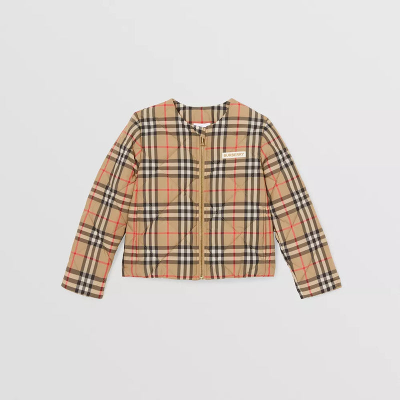 Logo Appliqué Vintage Check Diamond Quilted Jacket