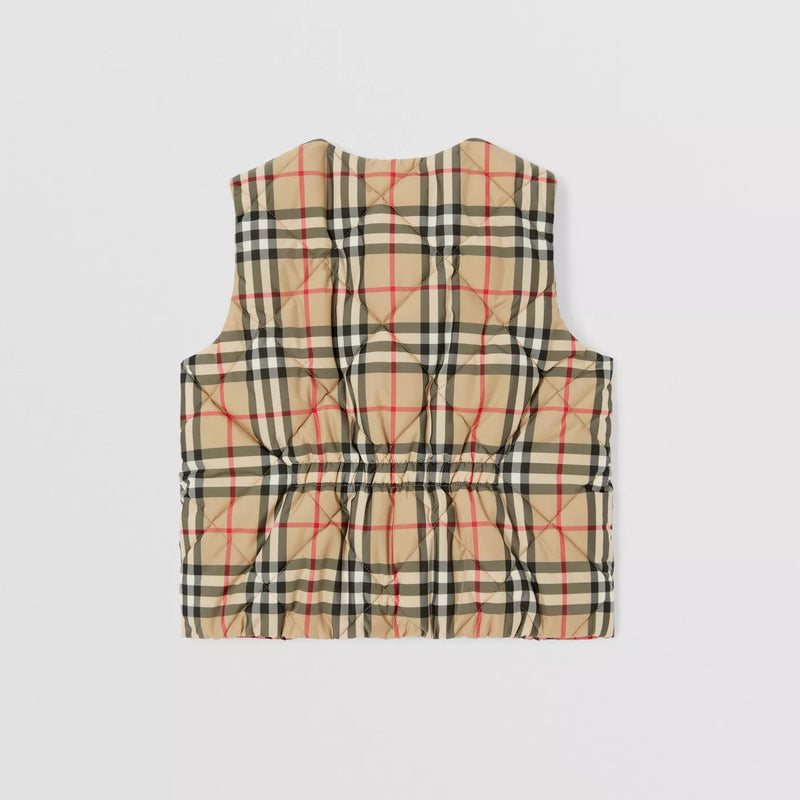 Logo Appliqué Exaggerated Check Diamond Quilted Gilet