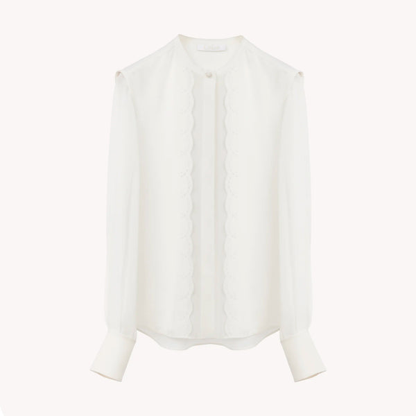 scallop-embroidered blouse