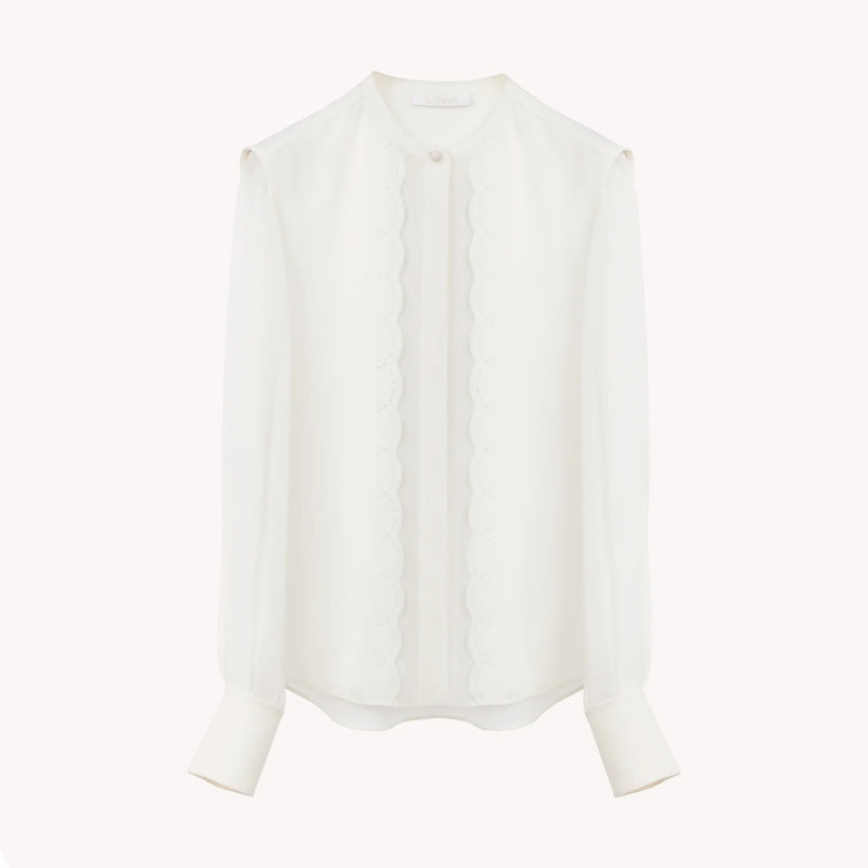 scallop-embroidered blouse