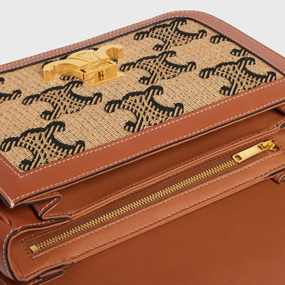 ショルダーバッグ・ポシェット CELINE SS22 MEDIUM TRIOMPHE WITH BORDER (191242EBO 02NT) CELINE MEDIUM TRIOMPHE BAG 191242EBO.02NT – BORDER-GARA