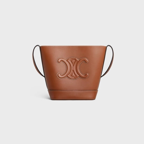 SMALL LEATHER BUCKET BAG TRIOMPHE