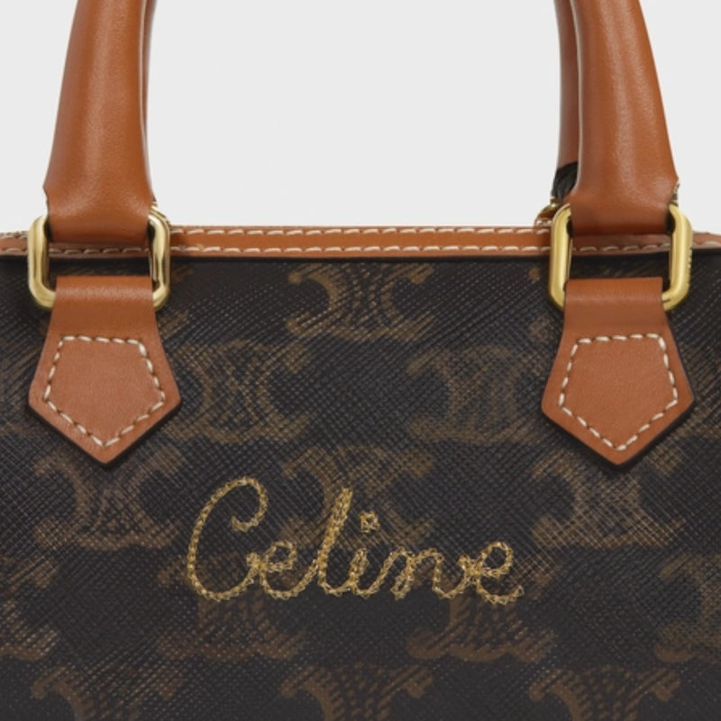 Celine Triomphe Mini Boston Bag - Brown Mini Bags, Handbags