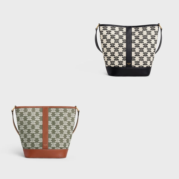 SMALL BUCKET IN TEXTILE WITH TRIOMPHE EMBROIDERY