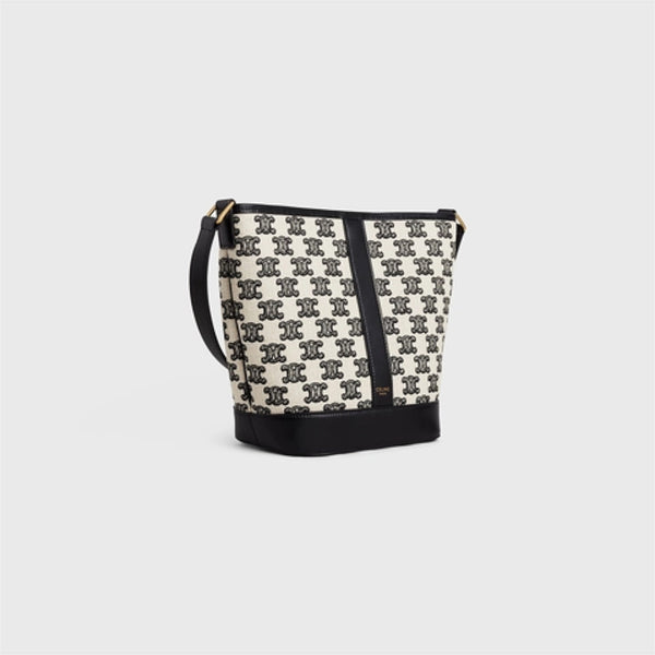 SMALL BUCKET IN TEXTILE WITH TRIOMPHE EMBROIDERY