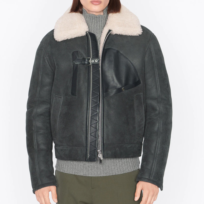 BOMBER JACKET WITH SHEEPSKIN COLLAR