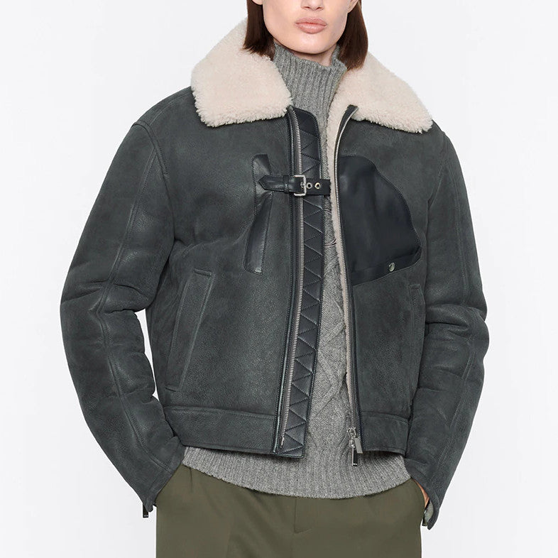 BOMBER JACKET WITH SHEEPSKIN COLLAR