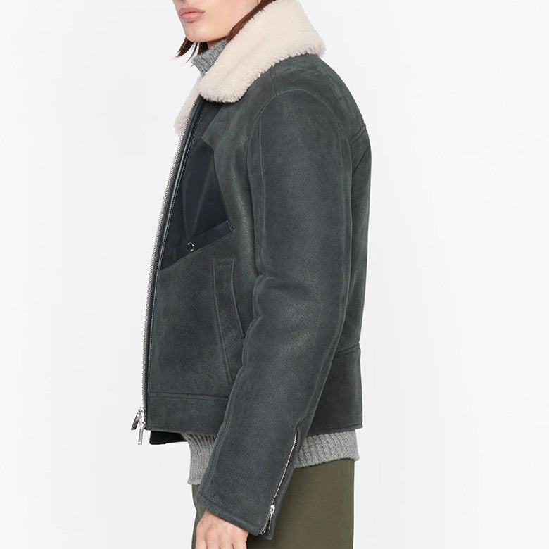 BOMBER JACKET WITH SHEEPSKIN COLLAR