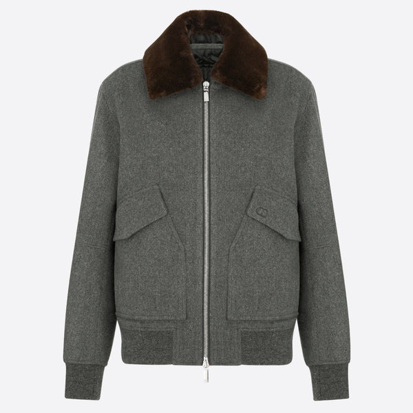 BOMBER JACKET WITH DETACHABLE FUR COLLAR