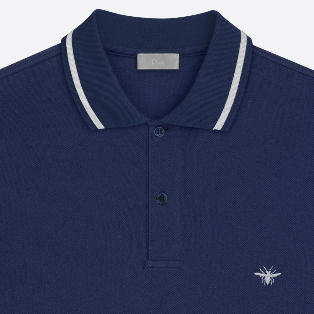 Polo Shirt with Bee Embroidery White Cotton Piqué | DIOR