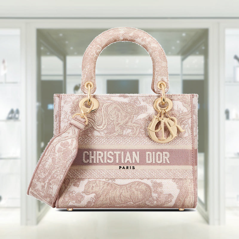 Christian Dior Medium Lady D-Lite Embroidered Canvas Shoulder Bag
