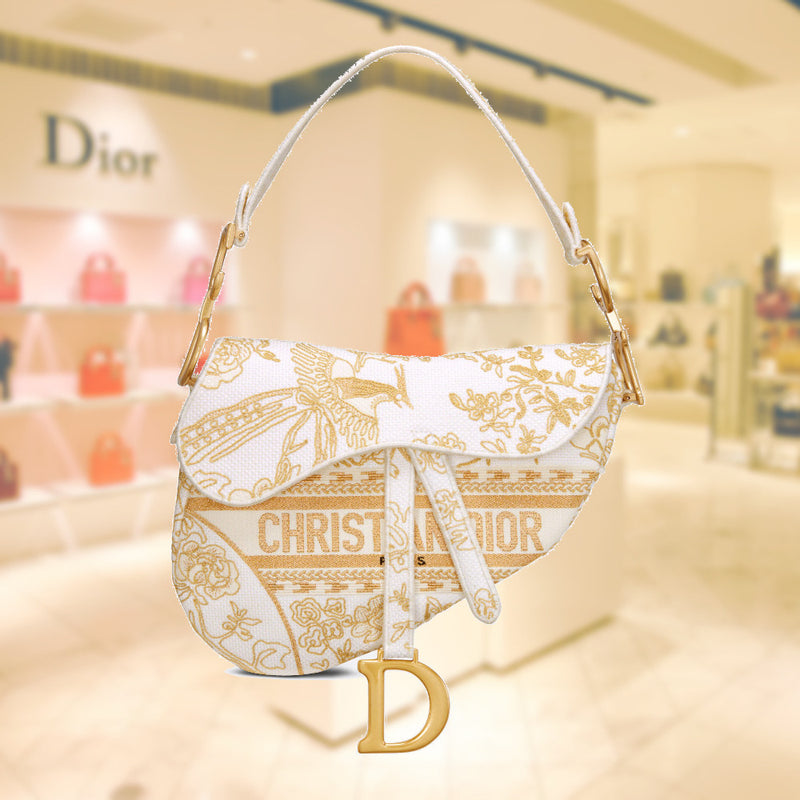 Dior white and gold saddle bag Clearance