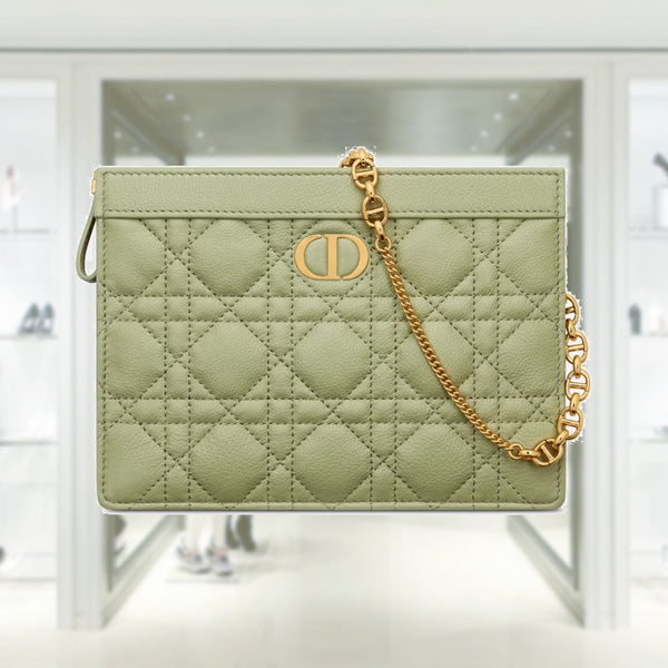 DIOR CARO ZIPPED POUCH WITH CHAIN