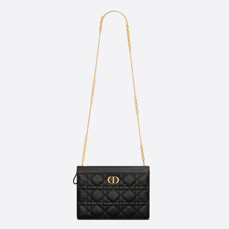 DIOR CARO ZIPPED POUCH WITH CHAIN