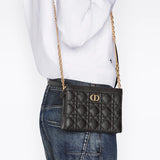 DIOR CARO ZIPPED POUCH WITH CHAIN