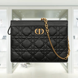 Dior DIOR CARO ZIPPED POUCH WITH CHAIN S5106UWHC_M900 – BORDER-GARA