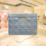 DIOR CARO ZIPPED POUCH WITH CHAIN