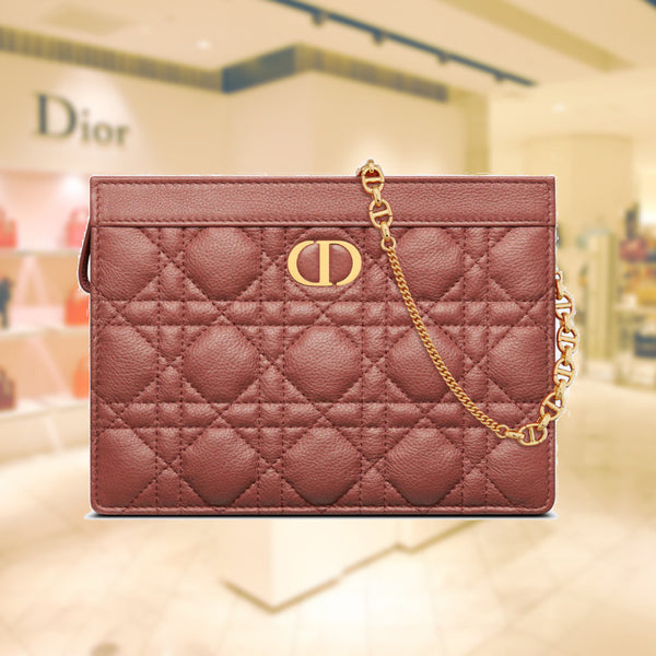 DIOR CARO ZIPPED POUCH WITH CHAIN