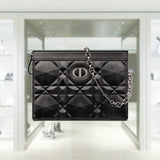 DIOR CARO ZIPPED POUCH WITH CHAIN