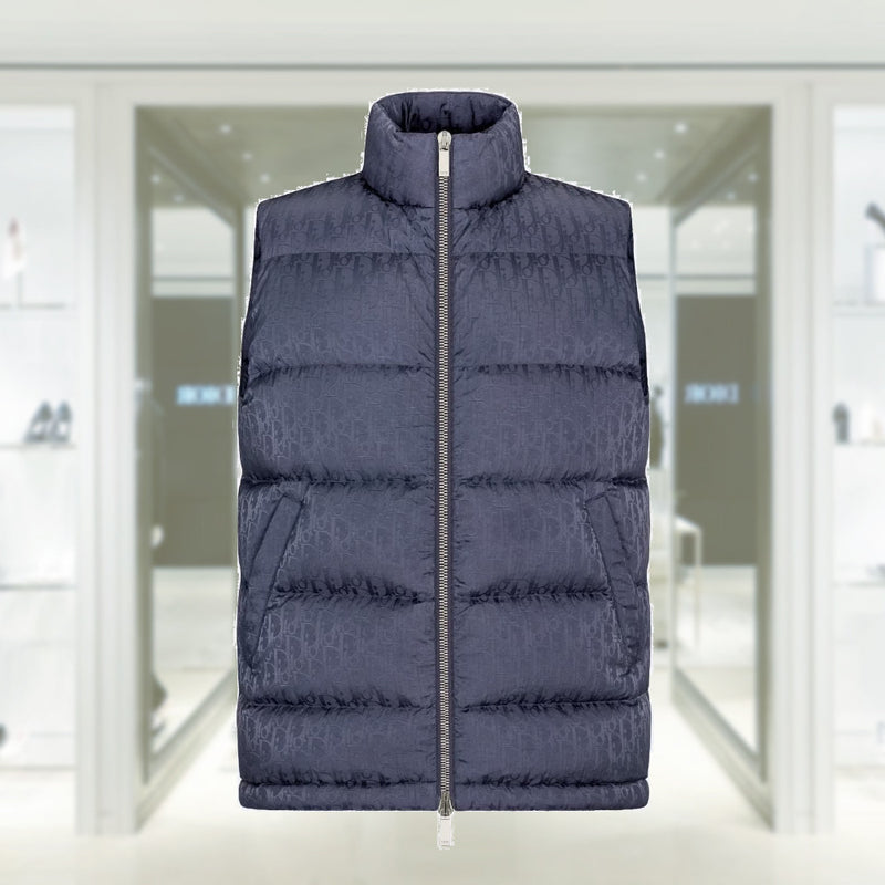 Dior Oblique Down Jacket Light Blue Technical Jacquard Men's - US