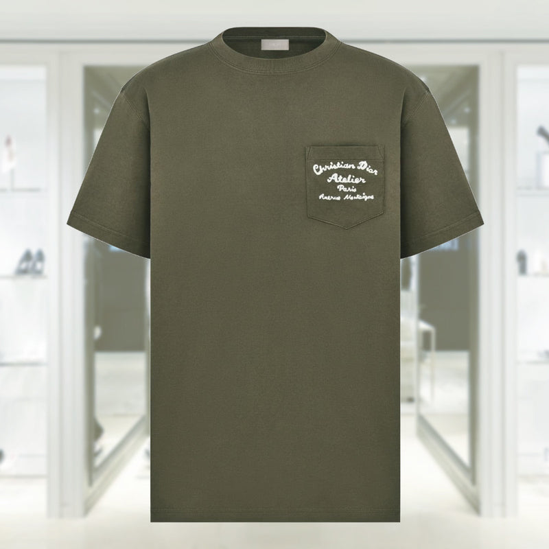 Relaxed-Fit Christian Dior Atelier T-Shirt Khaki Organic Cotton