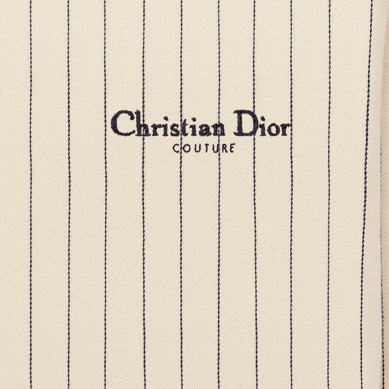 Oversized Christian Dior Couture Shirt White Striped Cotton Poplin