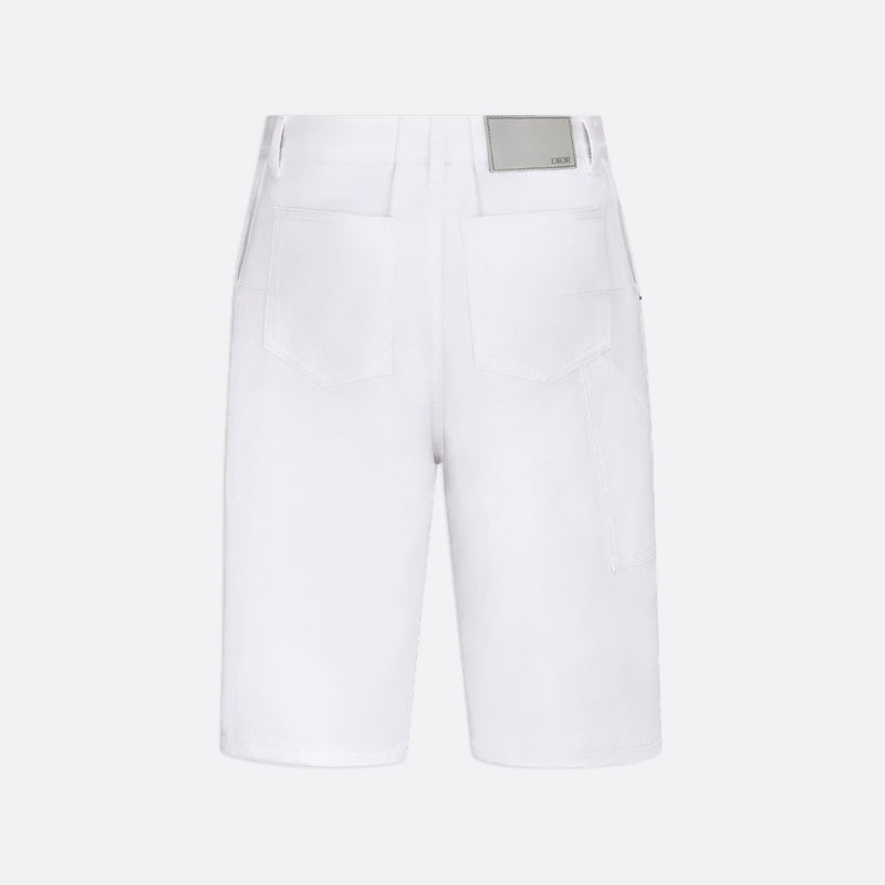 CD Diamond Carpenter Bermuda Shorts White Cotton-Blend Twill